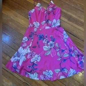 Yumi Kim Spaghetti Pink Floral Strap A-Line Lined Mini Dress, XS